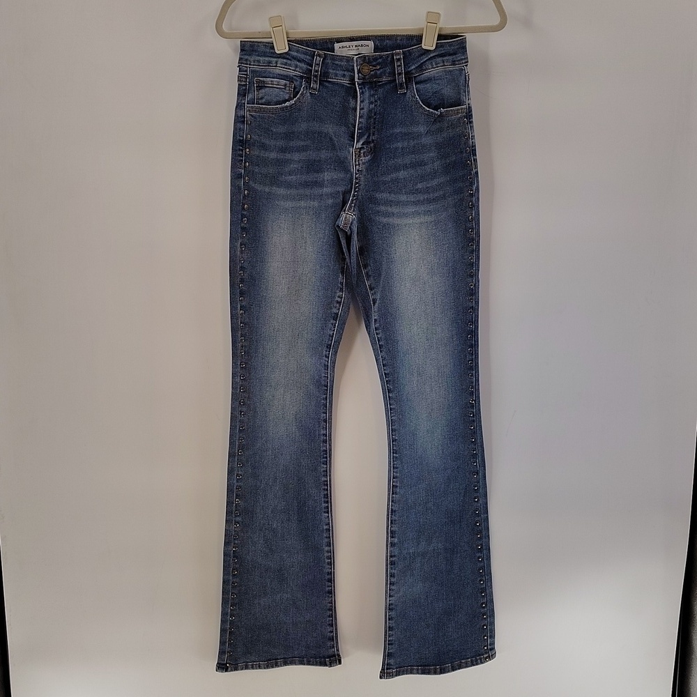 Ashley Mason Jeans 3/26 High Rise Bootcut Rhinestone Studded Western Flare